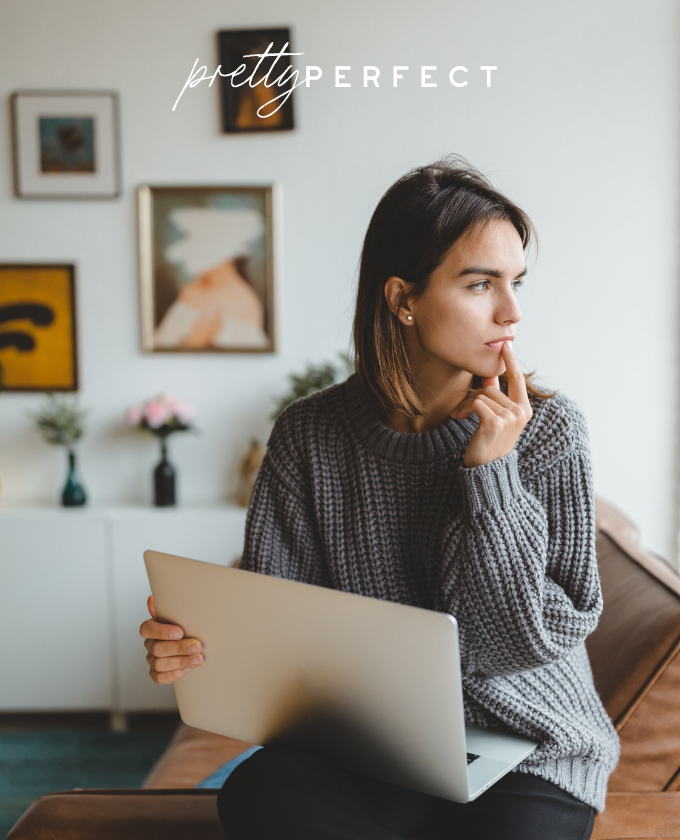 woman worrying with laptop